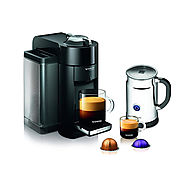 Nespresso A+GCC1-US-BK-NE VertuoLine Evoluo Deluxe Coffee & Espresso Maker with Aeroccino Plus Milk Frother, Black Re...