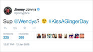 It's Kiss a Ginger Day, So Jimmy John's Is Now Flirting With Wendy's
