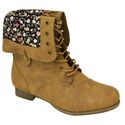 Twisted Womens Foldover Cuff Wide Width Wide Calf Zip Combat Boot with Side Snaps