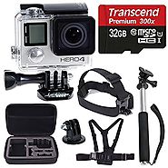 GoPro HERO4 SILVER Edition Camera HD Camcorder With Deluxe Carrying Case + Head Strap + Chest Strap + Monopod + 32GB ...