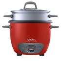 Aroma 6-Cup (Cooked) Pot Style Rice Cooker and Food Steamer, Red