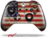 Painted Faded and Cracked USA American Flag - Decal Style Skin fits Microsoft XBOX One Wireless Controller