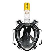 TOMSHOO Snorkel Mask with Action Camera mount Anti-Fog Anti-Leak Prevents Gag Full Face Design With Larger Viewing Area