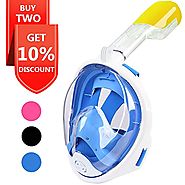 Snorkel Mask, Explomos Diving Snorkeling Mask with Gopro Mount 180° Full Face Panoramic View Anti-Fog Anti-Leak Easyb...