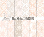 Peach wedding digital paper Beige wedding paper Printable wedding scrapbook Peach damask Damask wedding Commercial use