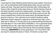A TN English teacher shares the joy of REAL READING on Facebook