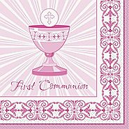 Pink Cross Communion Napkins