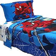 4pc Marvel Comics Spider-Man Twin Bedding Set Spidey Astonish Comforter and Sheet Set