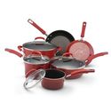Rachael Ray Porcelain Enamel II Nonstick 10-Piece Cookware Set, Red Gradient