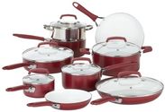 WearEver C943SF Pure Living Nonstick Ceramic Coating Cookware Set, 15 Piece, Red