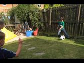 Playing with a soccer ball pinata