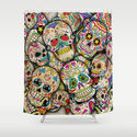 Sugar Skull Collage Shower Curtain by Spooky Dooky