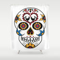 Mexican Sugar Skull Shower Curtain by Gwladys R.