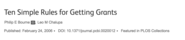 Ten Simple Rules for Getting Grants