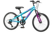 20" Mongoose Girls BMX / Mountain Bike Hybrid With Aluminum Frame and Suspension, in Blue and Purple