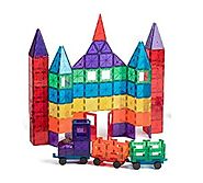 Playmags 100-Piece Clear Colors Magnetic Tiles Deluxe Building Set - Age 3 and up