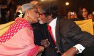 Amitabh Bachchan kissing Jaya Bachchan