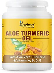 KAZIMA Aloe Turmeric Gel with Pure Aloe Vera, Turmeric & Vitamin A, B, D, E for Face, Skin & Hair - Moisturizing, Ski...