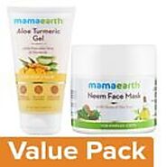 Buy Mamaearth Neem Face Mask & Tea Tree 100 ml + Aloe Turmeric Gel For Skin & Hair 150ml Online at Best Price - bigba...