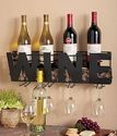 Metal Wall Mount Wine Bottle Rack: Hold Wine Corks & Wine Glasses
