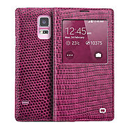 Qialino Crocodile Pattern Rose Pink Leather Case For Samsung Galaxy S5