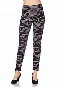 3-Inch HighWaist Fur Lined Grey Camo Ankle Leggings