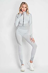 Activewear Sets 2 Pcs with Honey Comb Cropped Top and TikTok Leggings