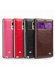QIALINO Mini Window Classic Pattern Leather Case For Samsung Galaxy Note 4 Without Smart Feature - Qialino