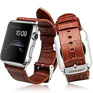 Jisoncase Genuine Alligator Pattern Leather Band for Apple Watch (On Sale $30.99)