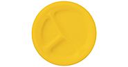School Bus Yellow Yellow Plastic Divided Dinner Plates