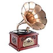 Pyle-Home PTCDS3UIP Classical Trumpet Horn Turntable with AM/FM Radio CD/Cassette/USB & Direct to USB Recording