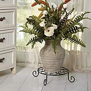 10 Inch Metal Potted Plants Stand Indoor Outdoor Black Flower Pot Holder - Viideals