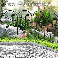 Decorative Garden Fence Outdoor 18in x 7ft Metal Animal Barrier No Dig Fencing - Viideals