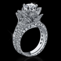 2.08 ctw. Large Hand Engraved Blooming Beauty Wedding Ring Set - bbr434en-set