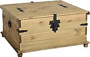 Corona Double Storage Chest - Coffee Table/Solid Pine - Distressed Waxed Finish