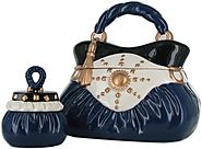 David's Cookies Navy Handbag w/ Cookie TreatSize Jars
