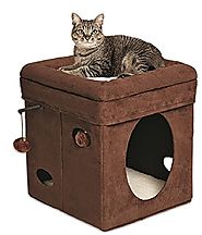 Midwest Homes for Pets Curious Cat Cube, Brown Suede