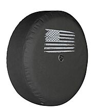 Boomerang - Silver Distressed Flag - Soft Tire Cover - Jeep Wrangler JL (w/ back-up camera) (18-22)