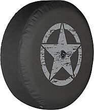 Boomerang- Distressed Star (Silver Print) 32" Soft JL Tire Cover for Jeep Wrangler JL (with Back-up Camera) Sport & S...