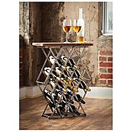 Metal Bottle Rack With Wooden Top