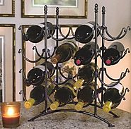 16 Bottle French Country Black Metal Wine Display Rack - Kitchen Things