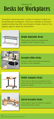Variety of desks for workplaces