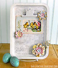Cookie Sheet Magnet Board with Shabby Flower Magnets