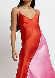 Red/pink Color Block Tie Back Midi Dress – Pink Pineapple Shop