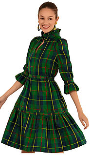 Gretchen Scott Teardrop Dress In Plaidly Cooper