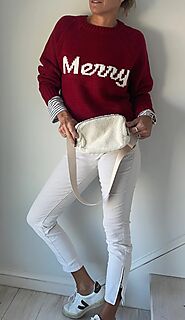 Red Classic MERRY sweater – Pink Pineapple Shop