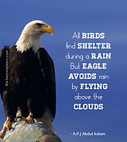 “All Birds find shelter during a rain. But Eagle avoids rain by flying above the Clouds.”