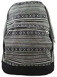 Fashion Girls Women's Aztec Tribal Print Casual Woven Canvas Backpack School Travel Bag (Black) - Backpacks n BagsBac...