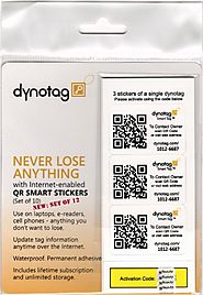 Dynotag® Web/GPS Enabled QR Code Smart Tags - Ready to use, 12 Sticker Set (3 Stickers each of 4 dynotags)