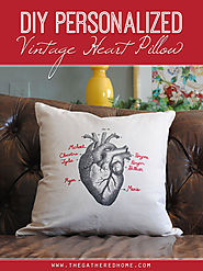DIY Personalized Vintage Heart Pillow - The Gathered Home